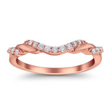 14K Rose Gold 0.15ct Round 2.2mm G SI Diamond Stackable Curved Accent Eternity Band Engagement Wedding Ring Size 6.5