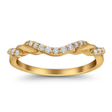 14K Yellow Gold 0.15ct Round 2.2mm G SI Diamond Stackable Curved Accent Eternity Band Engagement Wedding Ring Size 6.5
