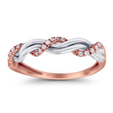 14K Rose Gold 0.10ct Round 3.7mm G SI Diamond Eternity Engagement Wedding Ring Size 6.5