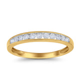 14K Yellow Gold 0.24ct Round 3mm G SI Diamond Channel Set Half Eternity Engagement Wedding Ring Size 6.5