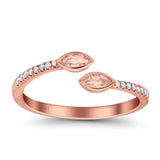 14K Rose Gold 0.21ct 2 Marquise Morganite 6.5mm G SI Diamond Engagement Wedding Ring Size 6.5