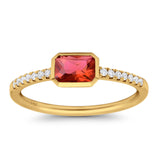 14K Yellow Gold 0.83ct Trendy Emerald Cut Garnet 5.2mm G SI Diamond Engagement Wedding Ring Size 6.5