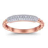 14K Rose Gold 0.18ct Round 4mm G SI Diamond Eternity Engagement Stackable Wedding Trendy Band Ring Size 6.5