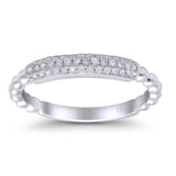 14K White Gold 0.18ct Round 4mm G SI Diamond Eternity Engagement Stackable Wedding Trendy Band Ring Size 6.5