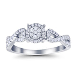 14K White Gold 0.34ct Round 6mm G SI Diamond Infinity Engagement Wedding Ring Size 6.5