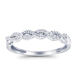 14K White Gold 0.12ct Round 3mm G SI Diamond Half Eternity Engagement Wedding Anniversary Band Ring Size 6.5