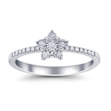14K White Gold 0.09ct Round 6mm G SI Diamond Flower Fashion Promise Ring Engagement Wedding Ring Size 6.5