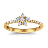 14K Yellow Gold 0.09ct Round 6mm G SI Diamond Flower Fashion Promise Ring Engagement Wedding Ring Size 6.5