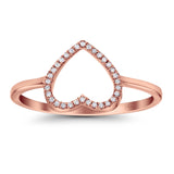 14K Rose Gold 0.06ct Heart Cut Out 3/8mm G SI Diamond Eternity Band Engagement Wedding Ring Size 6.5