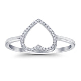 14K White Gold 0.06ct Heart Cut Out 3/8mm G SI Diamond Eternity Band Engagement Wedding Ring Size 6.5