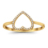 14K Yellow Gold 0.06ct Heart Cut Out 3/8mm G SI Diamond Eternity Band Engagement Wedding Ring Size 6.5