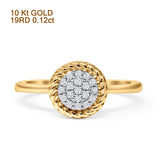 Diamond Twisted Rope Style Cluster Wedding Engagement Ring 10K Yellow Gold 0.12ct Wholesale