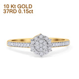 Halo Round Cluster Diamond Wedding Ring 10K Yellow Gold 0.15ct Wholesale