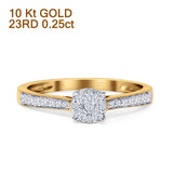 Round Cluster Diamond Wedding Ring 10K Yellow Gold 0.25ct Wholesale