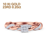 Twisted Rope Cluster Diamond Wedding Ring 10K Rose Gold 0.20ct Wholesale