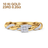 Twisted Rope Cluster Diamond Wedding Ring 10K Yellow Gold 0.20ct Wholesale