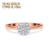 Halo Round Cluster Diamond Wedding Ring 10K Rose Gold 0.15ct Wholesale