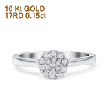 Halo Round Cluster Diamond Wedding Ring 10K White Gold 0.15ct Wholesale