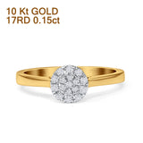 Halo Round Cluster Diamond Wedding Ring 10K Yellow Gold 0.15ct Wholesale