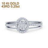 Oval Shaped Halo Cluster Diamond Wedding Ring 10K White Gold 0.25ct Wholesale