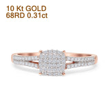 Cushion Diamond Ring Split Shank 10K Rose Gold 0.31ct Wholesale