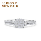 Cushion Diamond Ring Split Shank 10K White Gold 0.31ct Wholesale