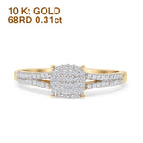 Cushion Diamond Ring Split Shank 10K Yellow Gold 0.31ct Wholesale