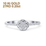 Flower Shaped Diamond Clover Ring 10K White Gold 0.20ct Wholesale