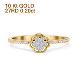 Flower Shaped Diamond Clover Ring 10K Yellow Gold 0.20ct Wholesale