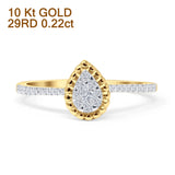 Pear Teardrop Diamond Cluster Ring 10K Yellow Gold 0.22ct Wholesale