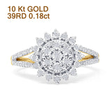 Floral Diamond Ring Split Shank 10K Yellow Gold 0.18ct Wholesale