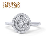 Diamond Halo Ring Milgrain Oval Shape 10K White Gold 0.28ct Wholesale