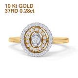 Diamond Halo Ring Milgrain Oval Shape 10K Yellow Gold 0.28ct Wholesale