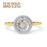 Diamond Spiral Swirl Ring Round Statement 10K Yellow Gold 0.27ct Wholesale