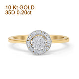 Halo Diamond Ring Round And Baguette 10K Yellow Gold 0.20ct Wholesale