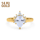 14K Yellow Gold Teardrop Art Deco Pear Bridal Simulated CZ Wedding Engagement Ring Size 7