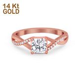 14K Rose Gold Infinity Shank Princess Cut Engagement Ring Simulated Cubic Zirconia Size-7