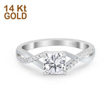 14K White Gold Infinity Shank Princess Cut Engagement Ring Simulated Cubic Zirconia Size-7