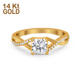 14K Yellow Gold Infinity Shank Princess Cut Engagement Ring Simulated Cubic Zirconia Size-7