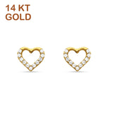14K Yellow Gold 8mm Heart Shaped Cubic Zirconia Stud Earring Wholesale