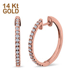14K Rose Gold Half Eternity Simulated Cubic Zirconia Round Hoop Earrings