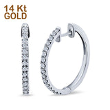 14K White Gold Half Eternity Simulated Cubic Zirconia Round Hoop Earrings