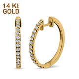 14K Yellow Gold Half Eternity Simulated Cubic Zirconia Round Hoop Earrings