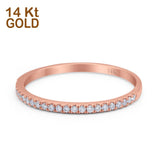 14K Rose Gold Round Half Eternity Art Deco Wedding Band Engagement Ring Simulated CZ Size 7