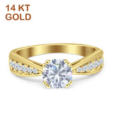 14K Yellow Gold Vintage Style Engagement Ring Round Cubic Zirconia Wholesale