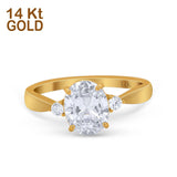 14K Yellow Gold Three Stone Oval Bridal Simulated CZ Wedding Engagement Ring Size 7