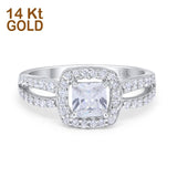 14K White Gold Dazzling Split Shank Simulated Cubic Zirconi Wedding Engagement Ring Size 7