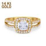 14K Yellow Gold Dazzling Split Shank Simulated Cubic Zirconi Wedding Engagement Ring Size 7