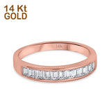 14K Rose Gold Half Eternity Baguette Band Wedding Engagement Ring Simulated CZ Size 7