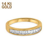 14K Yellow Gold Half Eternity Baguette Band Wedding Engagement Ring Simulated CZ Size 7